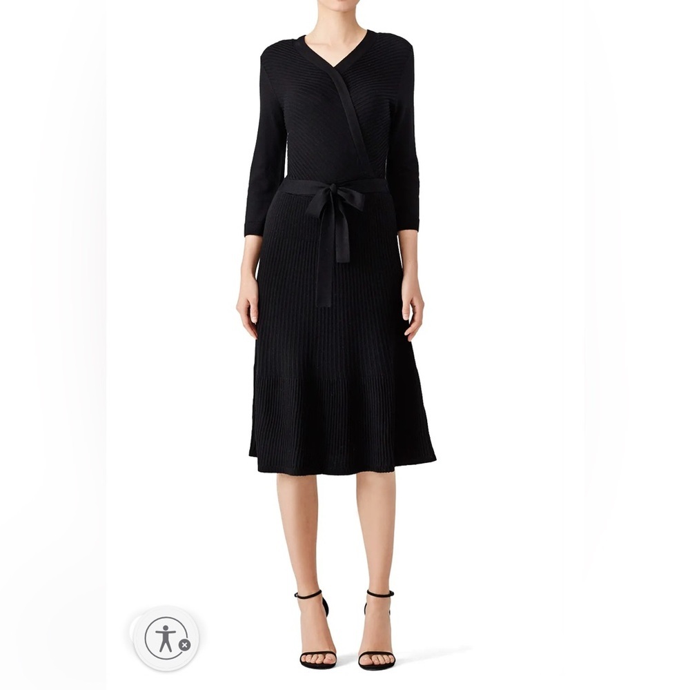 KATE SPADE NEW YORK Black Rib Knit Wrap Dress size M
